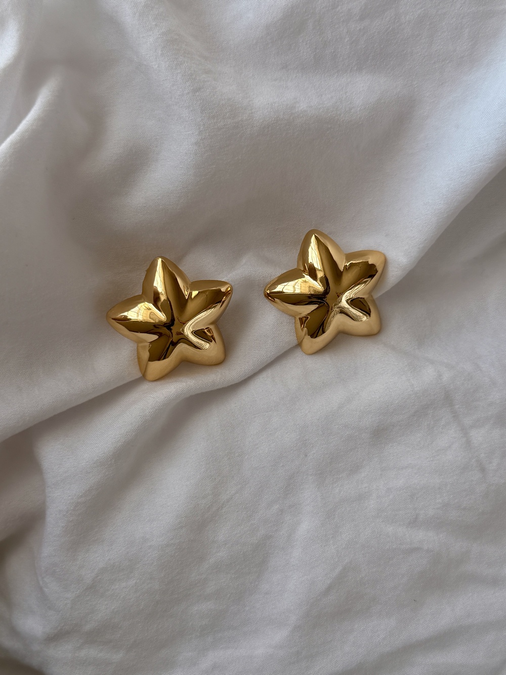 Puffy Star Earrings - 18k Gold Plated
